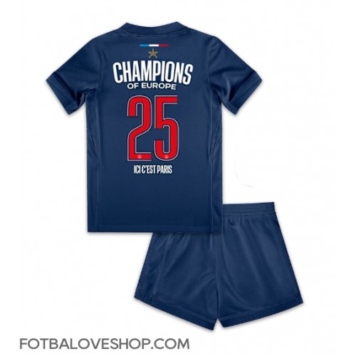Paris Saint-Germain Dětské Domácí Dres 2024-25 UCL Champions Krátký Rukáv (+ trenýrky)