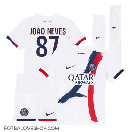 Paris Saint-Germain Joao Neves #87 Dětské Venkovní Dres 2024-25 Krátký Rukáv (+ trenýrky)