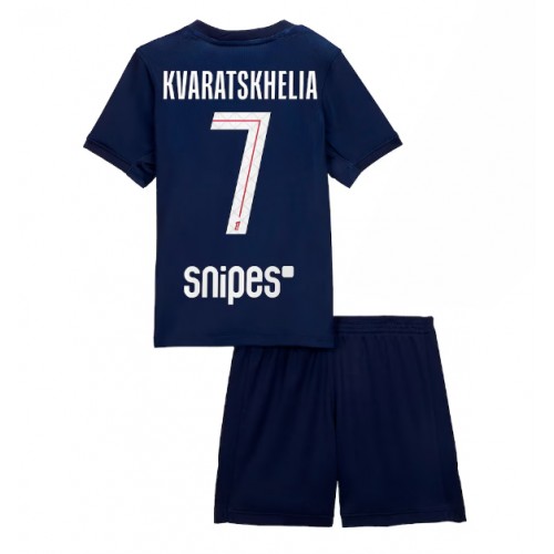 Paris Saint-Germain Khvicha Kvaratskhelia #7 Dětské Domácí Dres 2025-26 Krátký Rukáv (+ trenýrky)