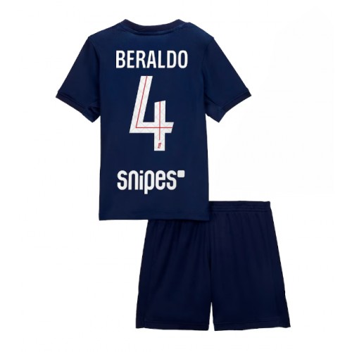 Paris Saint-Germain Lucas Beraldo #4 Dětské Domácí Dres 2025-26 Krátký Rukáv (+ trenýrky)