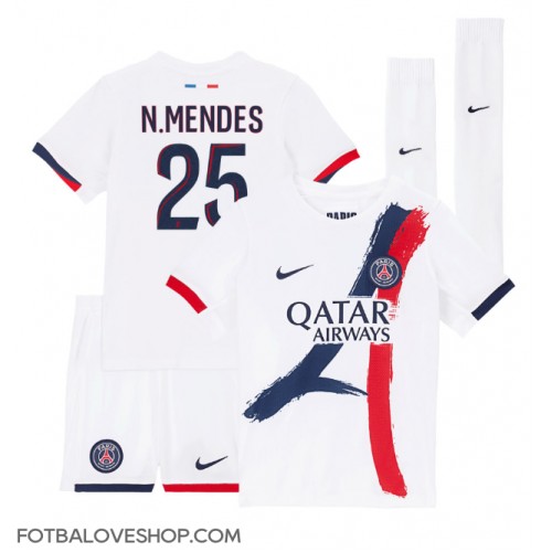 Paris Saint-Germain Nuno Mendes #25 Dětské Venkovní Dres 2024-25 Krátký Rukáv (+ trenýrky)