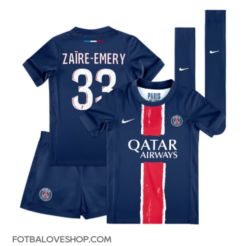Paris Saint-Germain Warren Zaire-Emery #33 Dětské Domácí Dres 2024-25 Krátký Rukáv (+ trenýrky)