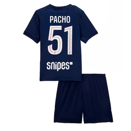 Paris Saint-Germain Willian Pacho #51 Dětské Domácí Dres 2025-26 Krátký Rukáv (+ trenýrky)