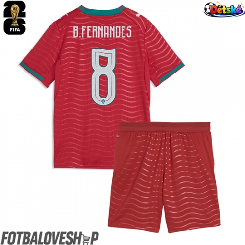 Portugalsko Bruno Fernandes #8 Dětské Domácí Dres MS 2026 Krátký Rukáv (+ trenýrky)