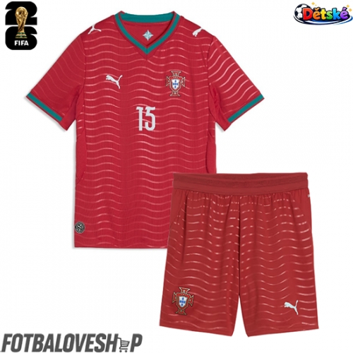 Portugalsko Joao Neves #15 Dětské Domácí Dres MS 2026 Krátký Rukáv (+ trenýrky)