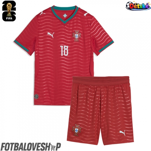 Portugalsko Pedro Neto #18 Dětské Domácí Dres MS 2026 Krátký Rukáv (+ trenýrky)