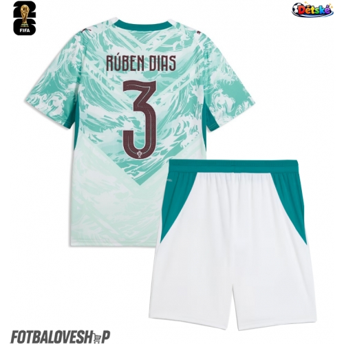 Portugalsko Ruben Dias #3 Dětské Venkovní Dres MS 2026 Krátký Rukáv (+ trenýrky)