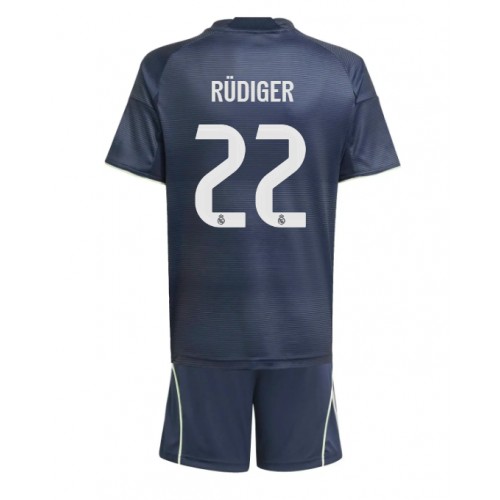 Real Madrid Antonio Rudiger #22 Dětské Venkovní Dres 2025-26 Krátký Rukáv (+ trenýrky)