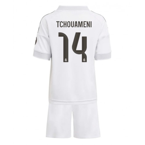 Real Madrid Aurelien Tchouameni #14 Dětské Domácí Dres 2025-26 Krátký Rukáv (+ trenýrky)