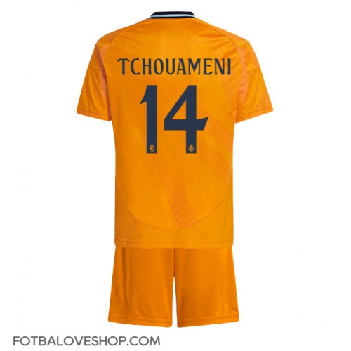 Real Madrid Aurelien Tchouameni #14 Dětské Venkovní Dres 2024-25 Krátký Rukáv (+ trenýrky)