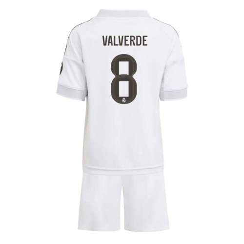 Real Madrid Federico Valverde #8 Dětské Domácí Dres 2025-26 Krátký Rukáv (+ trenýrky)