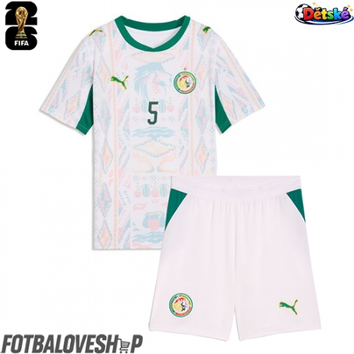 Senegal Idrissa Gueye #5 Dětské Domácí Dres MS 2026 Krátký Rukáv (+ trenýrky)