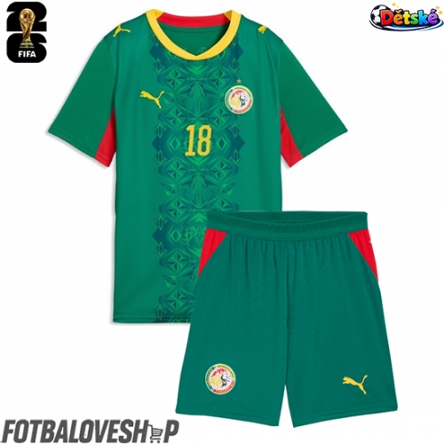 Senegal Ismaila Sarr #18 Dětské Venkovní Dres MS 2026 Krátký Rukáv (+ trenýrky)