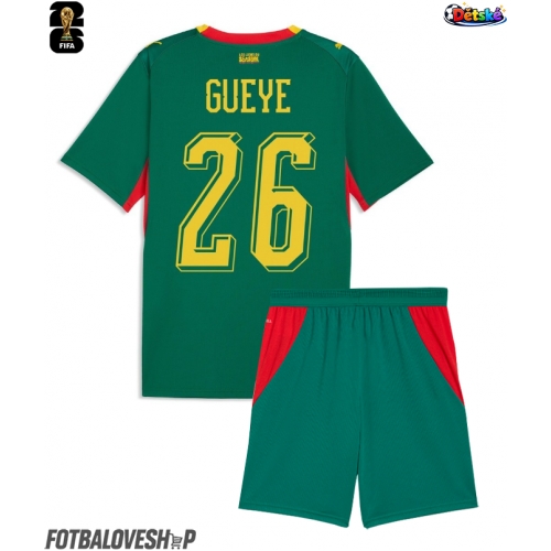 Senegal Pape Gueye #26 Dětské Venkovní Dres MS 2026 Krátký Rukáv (+ trenýrky)
