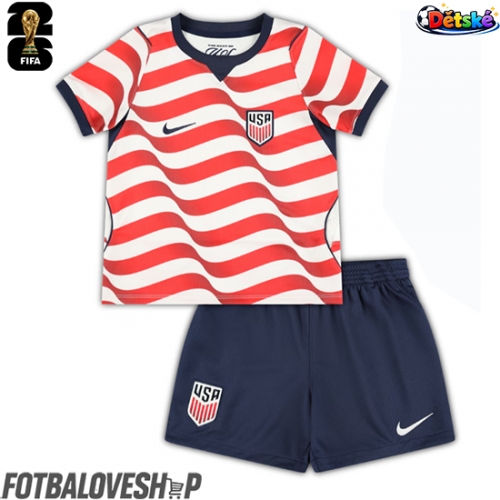Spojené státy Dětské Domácí Dres MS 2026 Krátký Rukáv (+ trenýrky)