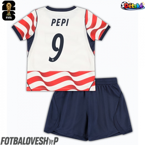 Spojené státy Ricardo Pepi #9 Dětské Domácí Dres MS 2026 Krátký Rukáv (+ trenýrky)