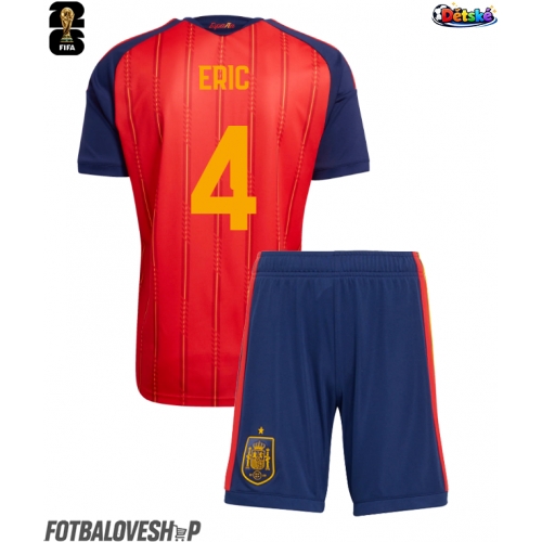 Španělsko Eric Garcia #4 Dětské Domácí Dres MS 2026 Krátký Rukáv (+ trenýrky)