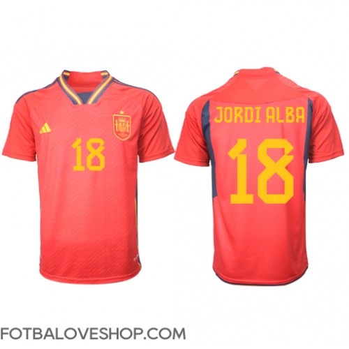 Španělsko Jordi Alba #18 Domácí Dres MS 2022 Krátký Rukáv