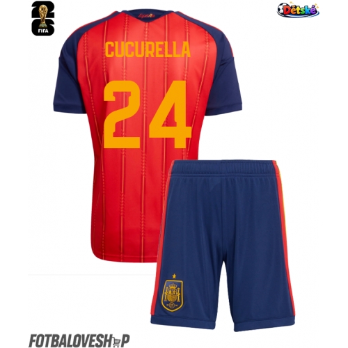 Španělsko Marc Cucurella #24 Dětské Domácí Dres MS 2026 Krátký Rukáv (+ trenýrky)