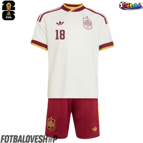 Španělsko Martin Zubimendi #18 Dětské Venkovní Dres MS 2026 Krátký Rukáv (+ trenýrky)