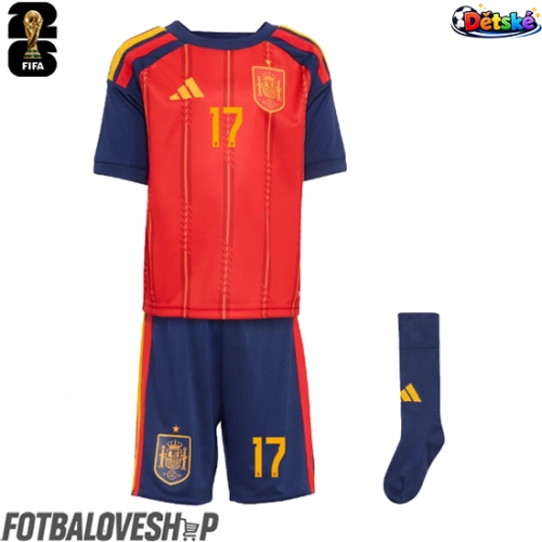 Španělsko Nico Williams #17 Dětské Domácí Dres MS 2026 Krátký Rukáv (+ trenýrky)