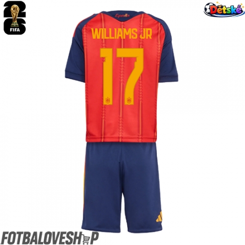 Španělsko Nico Williams #17 Dětské Domácí Dres MS 2026 Krátký Rukáv (+ trenýrky)