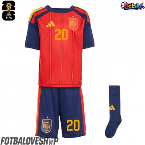 Španělsko Pedri Gonzalez #20 Dětské Domácí Dres MS 2026 Krátký Rukáv (+ trenýrky)
