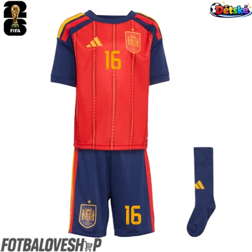 Španělsko Rodri Hernandez #16 Dětské Domácí Dres MS 2026 Krátký Rukáv (+ trenýrky)