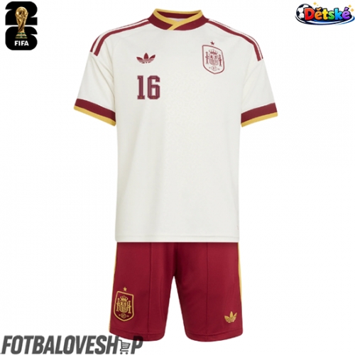 Španělsko Rodri Hernandez #16 Dětské Venkovní Dres MS 2026 Krátký Rukáv (+ trenýrky)