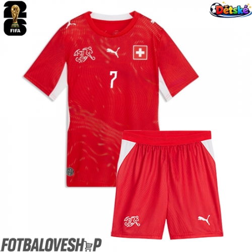 Švýcarsko Breel Embolo #7 Dětské Domácí Dres MS 2026 Krátký Rukáv (+ trenýrky)