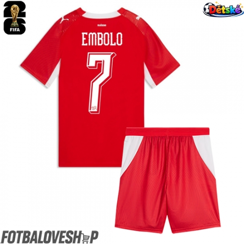 Švýcarsko Breel Embolo #7 Dětské Domácí Dres MS 2026 Krátký Rukáv (+ trenýrky)