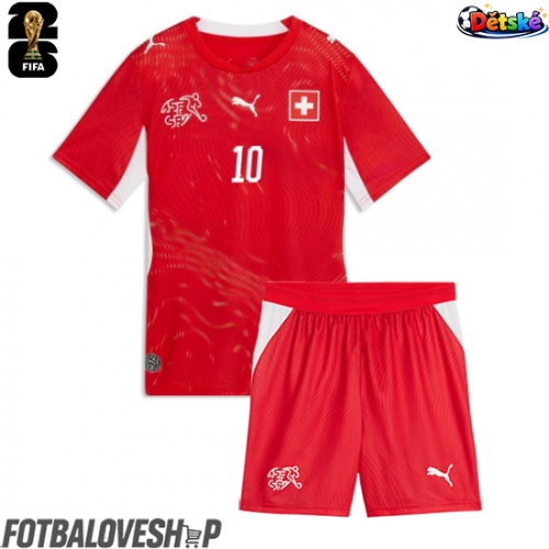 Švýcarsko Granit Xhaka #10 Dětské Domácí Dres MS 2026 Krátký Rukáv (+ trenýrky)
