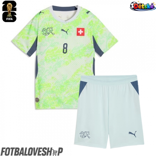 Švýcarsko Remo Freuler #8 Dětské Venkovní Dres MS 2026 Krátký Rukáv (+ trenýrky)